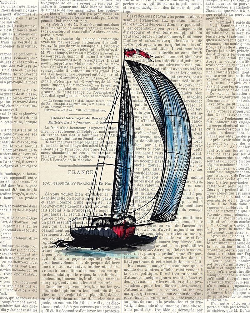 Newspaper Sailboat 1 art print by Kimberly Allen for $57.95 CAD