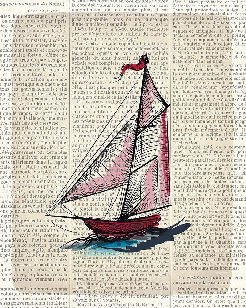 Newspaper Sailboat 2 art print by Kimberly Allen for $57.95 CAD