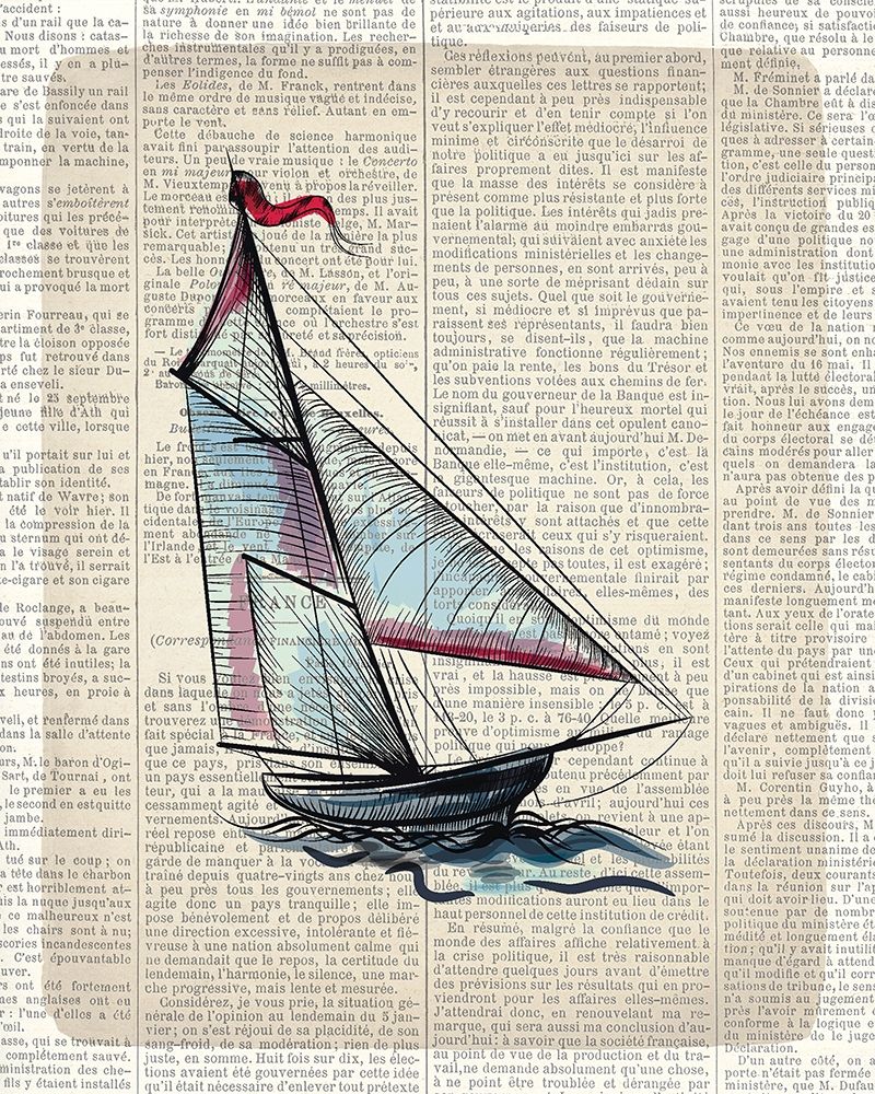 Newspaper Sailboat 3 art print by Kimberly Allen for $57.95 CAD