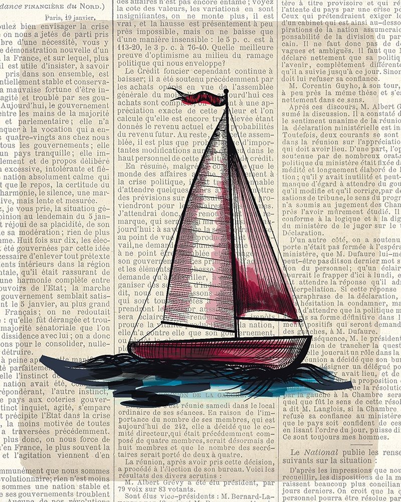 Newspaper Sailboat 4 art print by Kimberly Allen for $57.95 CAD