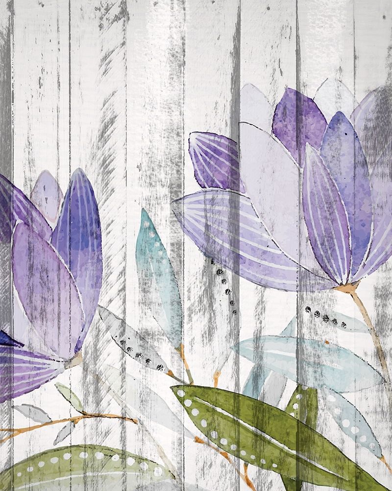 Purple Floral on Wood 1 art print by Kimberly Allen for $57.95 CAD