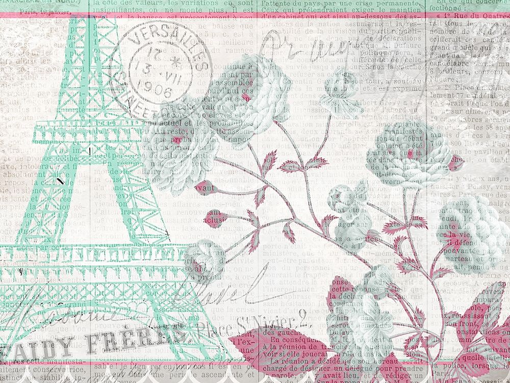 Mint and Pink Paris art print by Kimberly Allen for $57.95 CAD