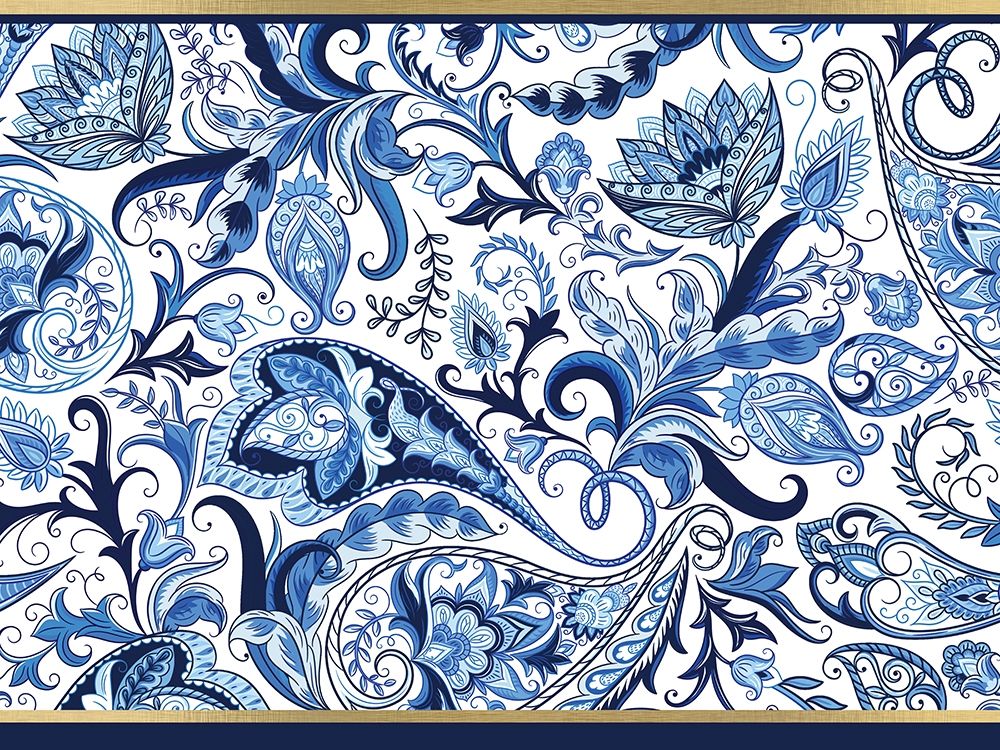 Blue and Gold Paisleys 1 art print by Kimberly Allen for $57.95 CAD