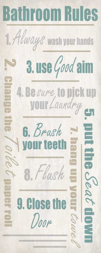 Bathroom Rules art print by Kimberly Allen for $57.95 CAD