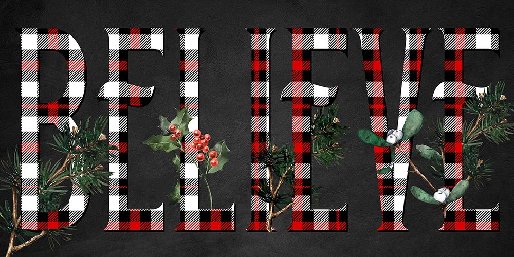 Believe Christmas Plaid Holly art print by Kimberly Allen for $57.95 CAD