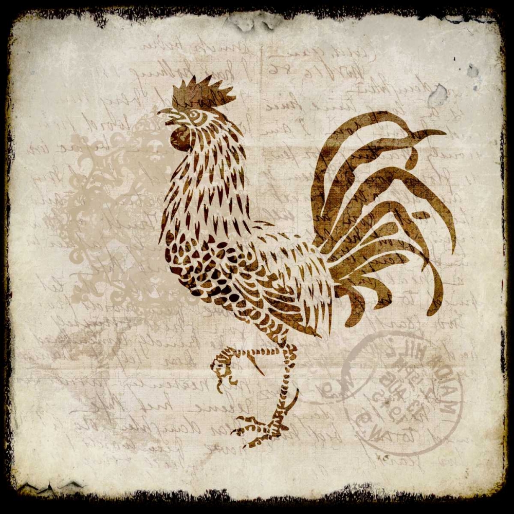 Vintage Rooster Square 2 art print by Kimberly Allen for $57.95 CAD