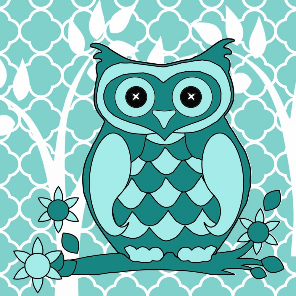 Teal Patterened Owl art print by Kimberly Allen for $57.95 CAD