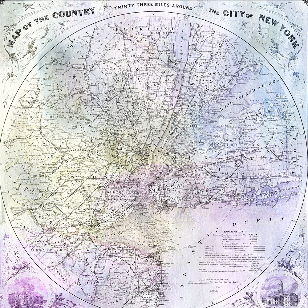 Watercolor Map 3 art print by Kimberly Allen for $57.95 CAD