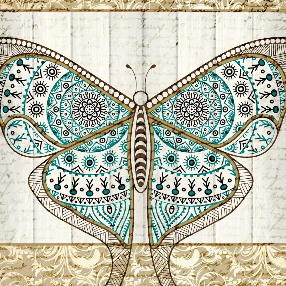 Damask Butterfly Teal 1 art print by Kimberly Allen for $57.95 CAD