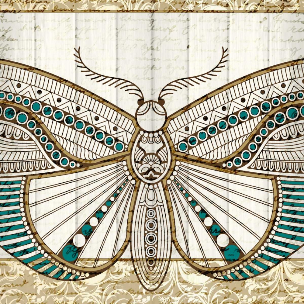 Damask Butterfly Teal 2 art print by Kimberly Allen for $57.95 CAD