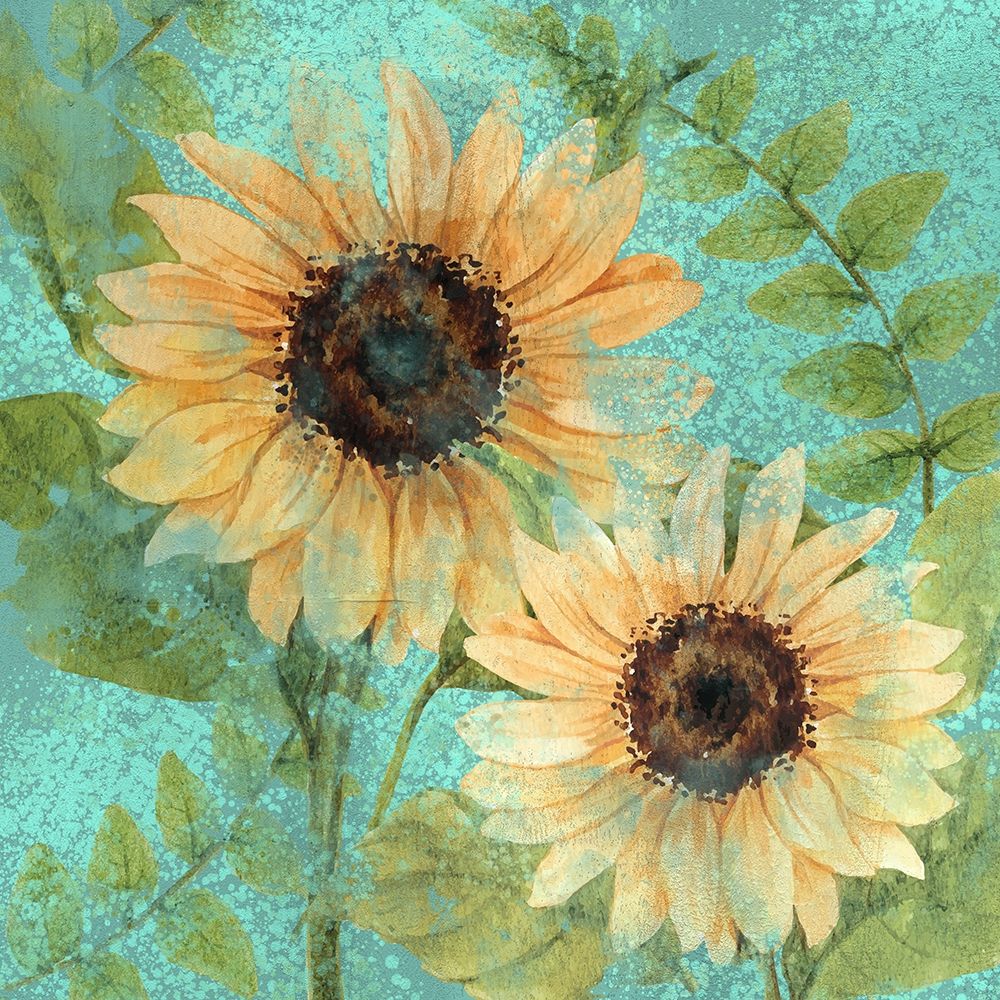 Sunflower Teal art print by Kimberly Allen for $57.95 CAD