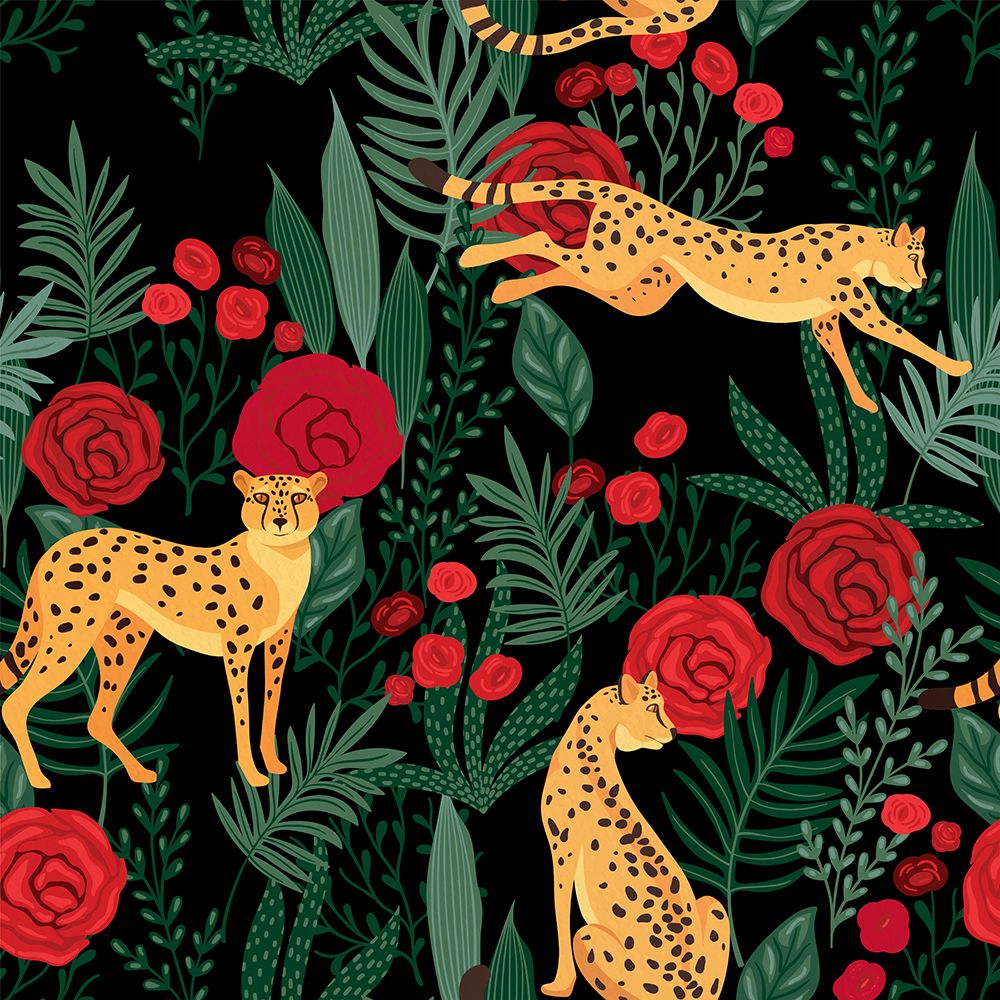 Leopard and Roses Pattern art print by Kimberly Allen for $57.95 CAD