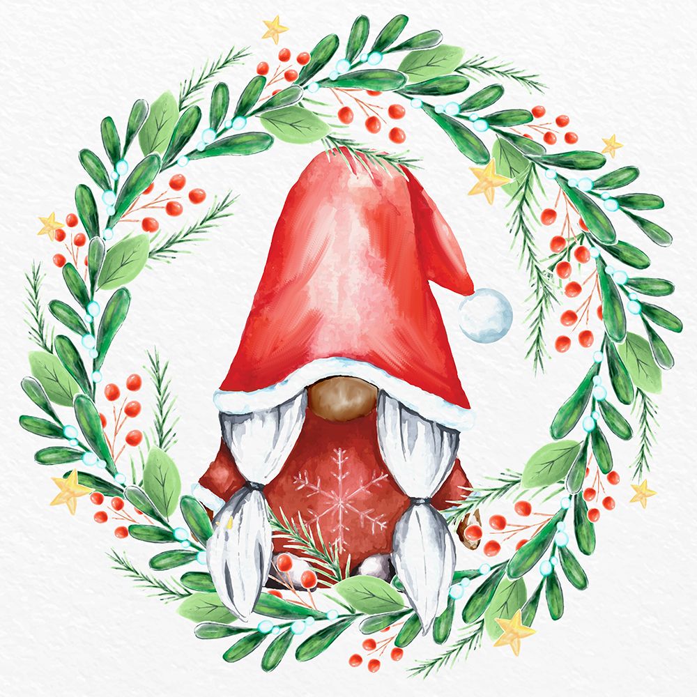 Gnome Wreath 2 v2 art print by Kimberly Allen for $57.95 CAD