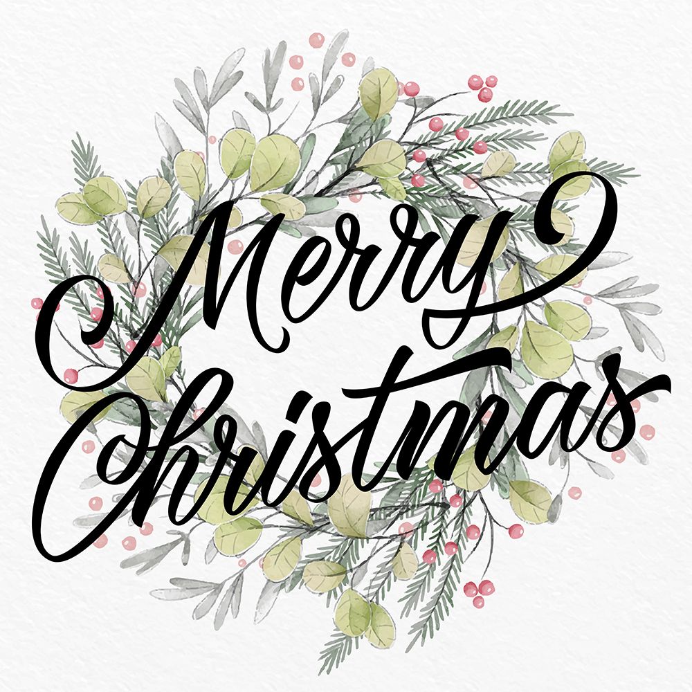 Merry Christmas Wreath Greens art print by Kimberly Allen for $57.95 CAD