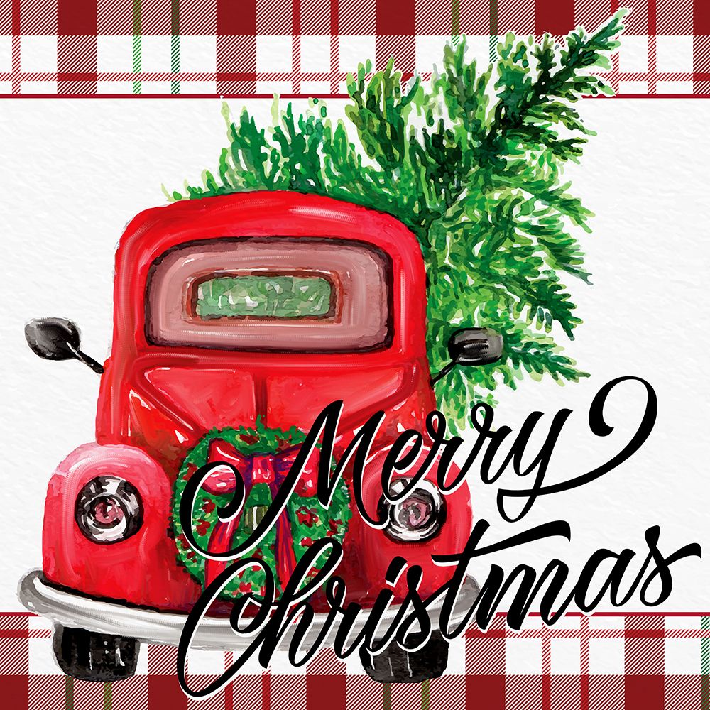 Merry Christmas Red Truck art print by Kimberly Allen for $57.95 CAD
