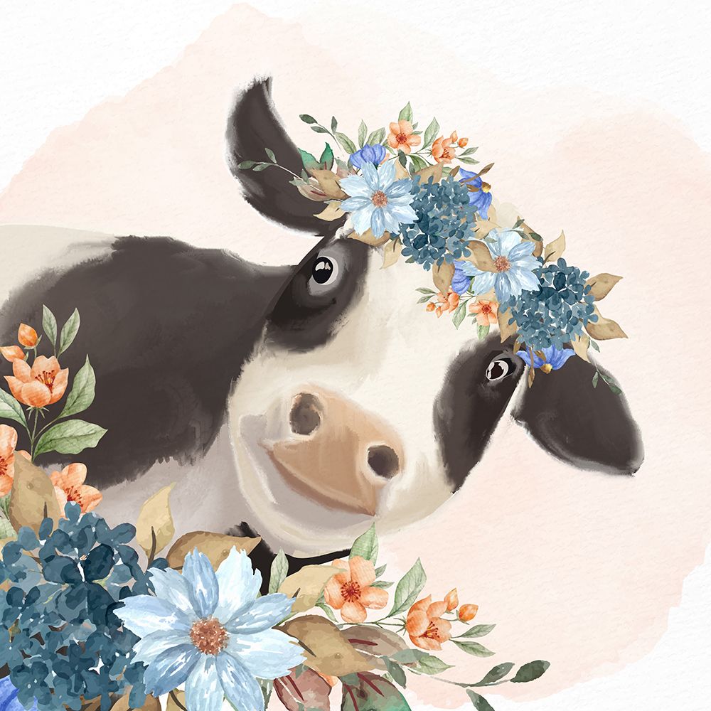 Floral Cow art print by Kimberly Allen for $57.95 CAD