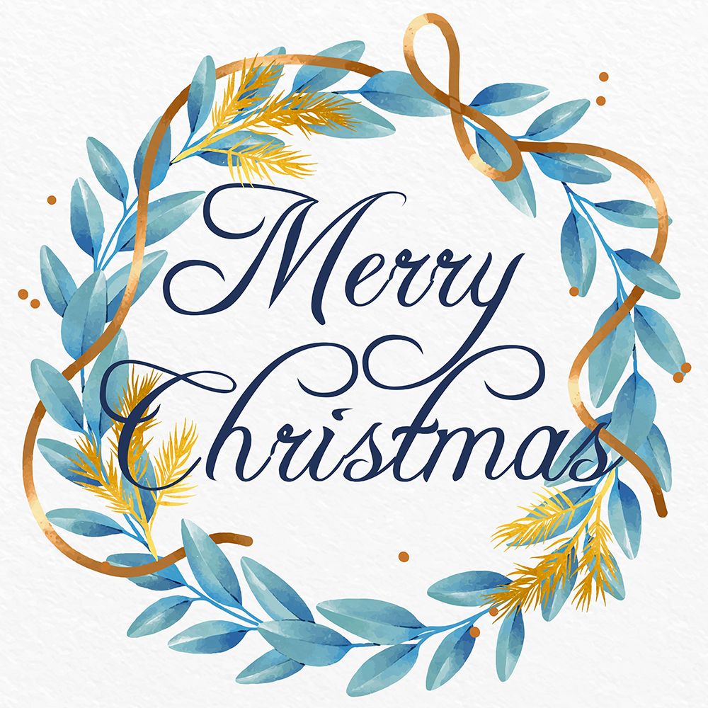 Merry Christmas Wreath Blues art print by Kimberly Allen for $57.95 CAD