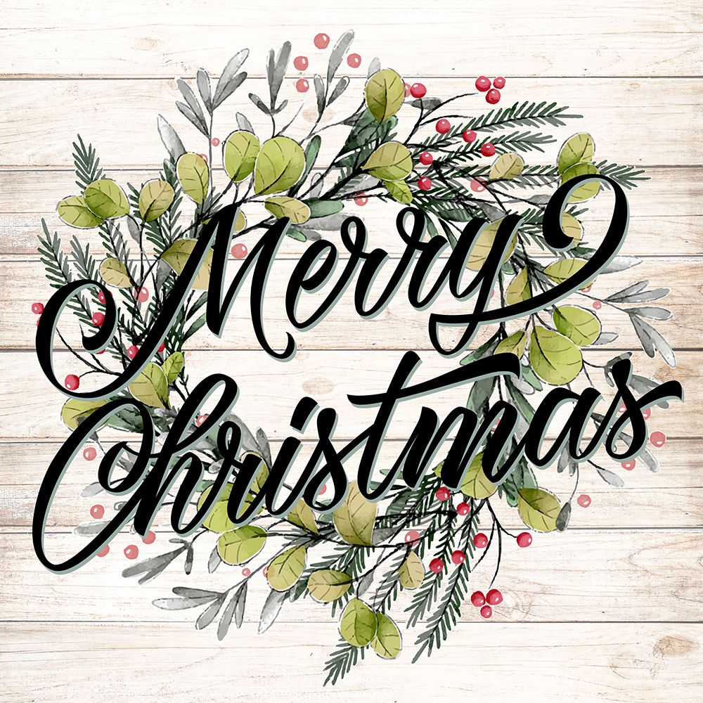 Merry Christmas Wreath art print by Kimberly Allen for $57.95 CAD