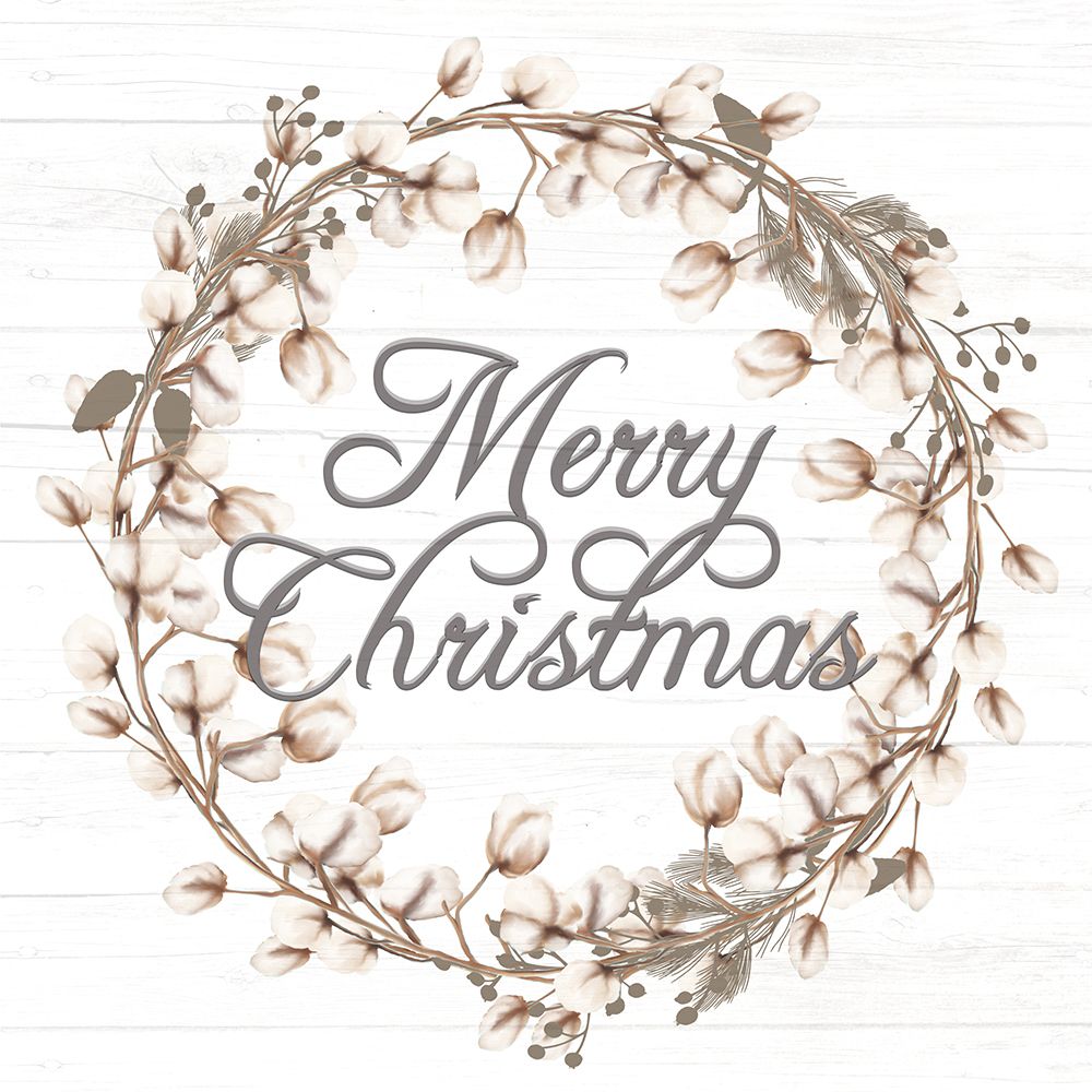 Merry Christmas Cotton Wreath art print by Kimberly Allen for $57.95 CAD