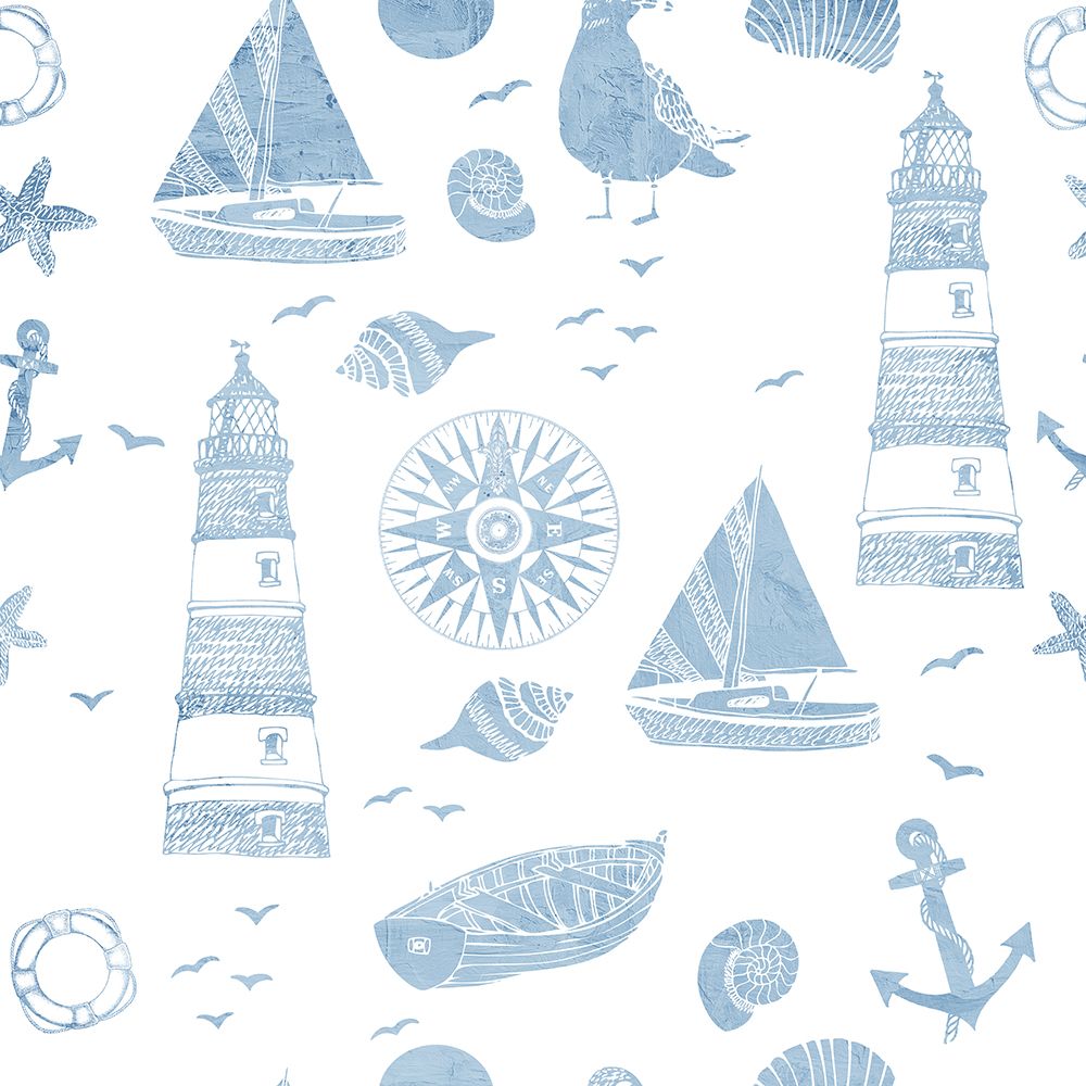 Lighthouse Coast  Pattern art print by Kimberly Allen for $57.95 CAD