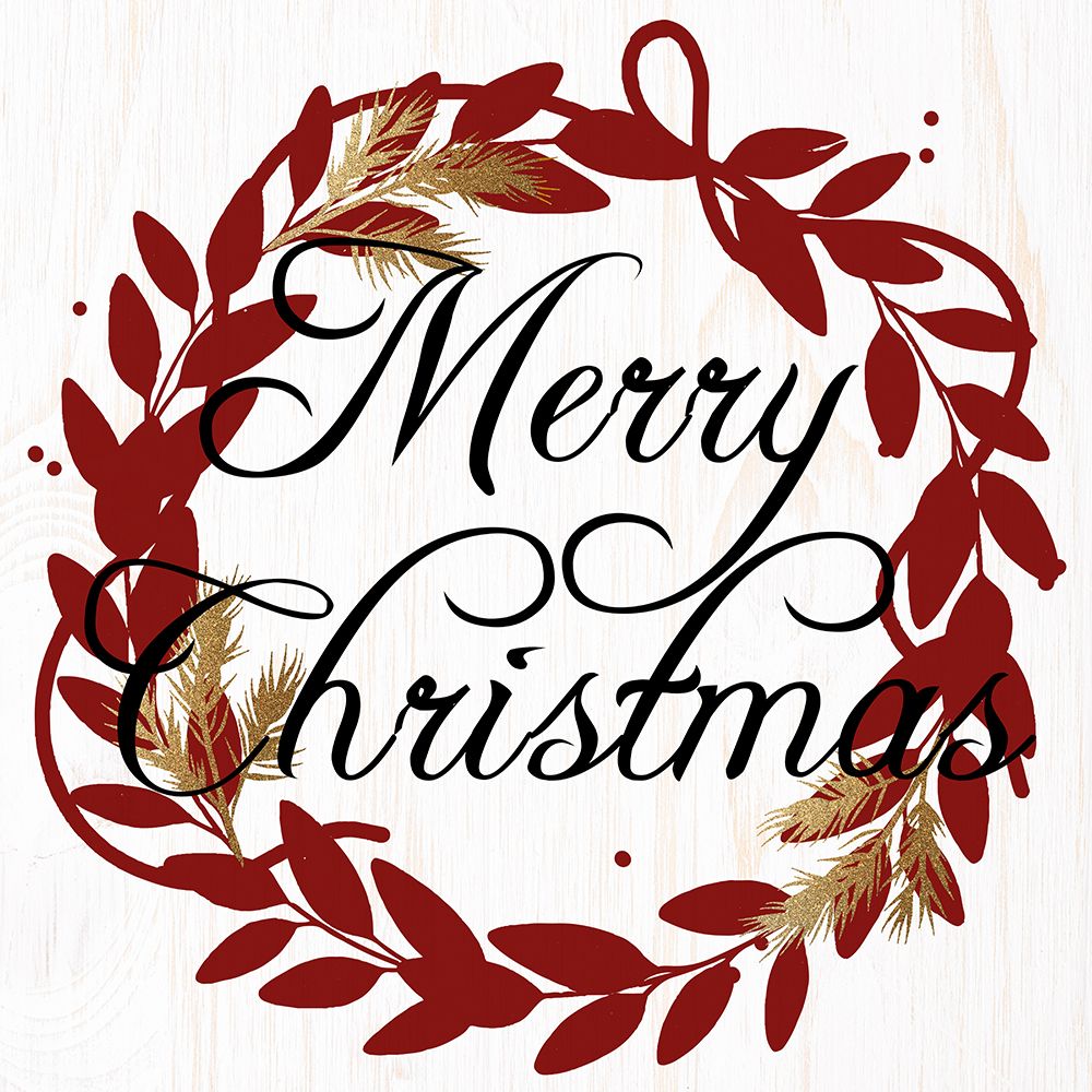 Merry Christmas Wreath Reds art print by Kimberly Allen for $57.95 CAD