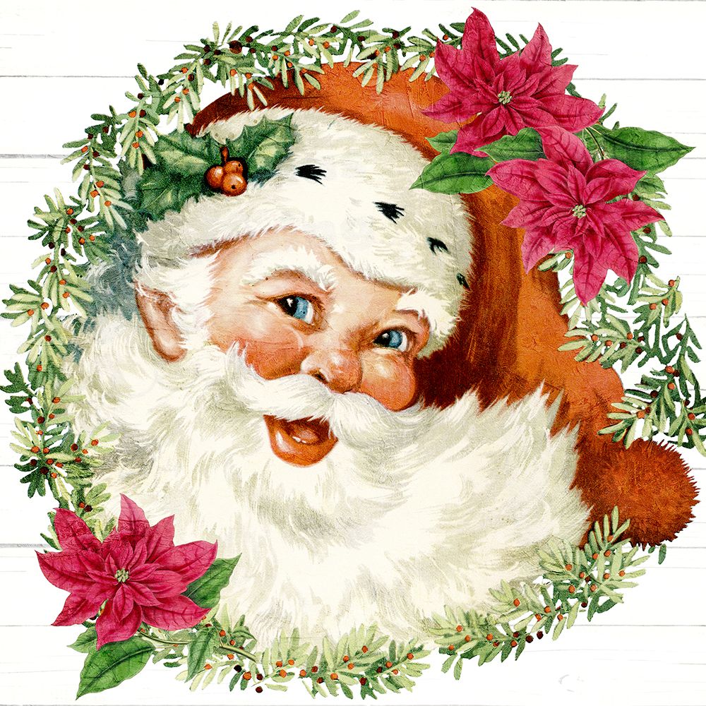 Poinsettia Santa art print by Kimberly Allen for $57.95 CAD