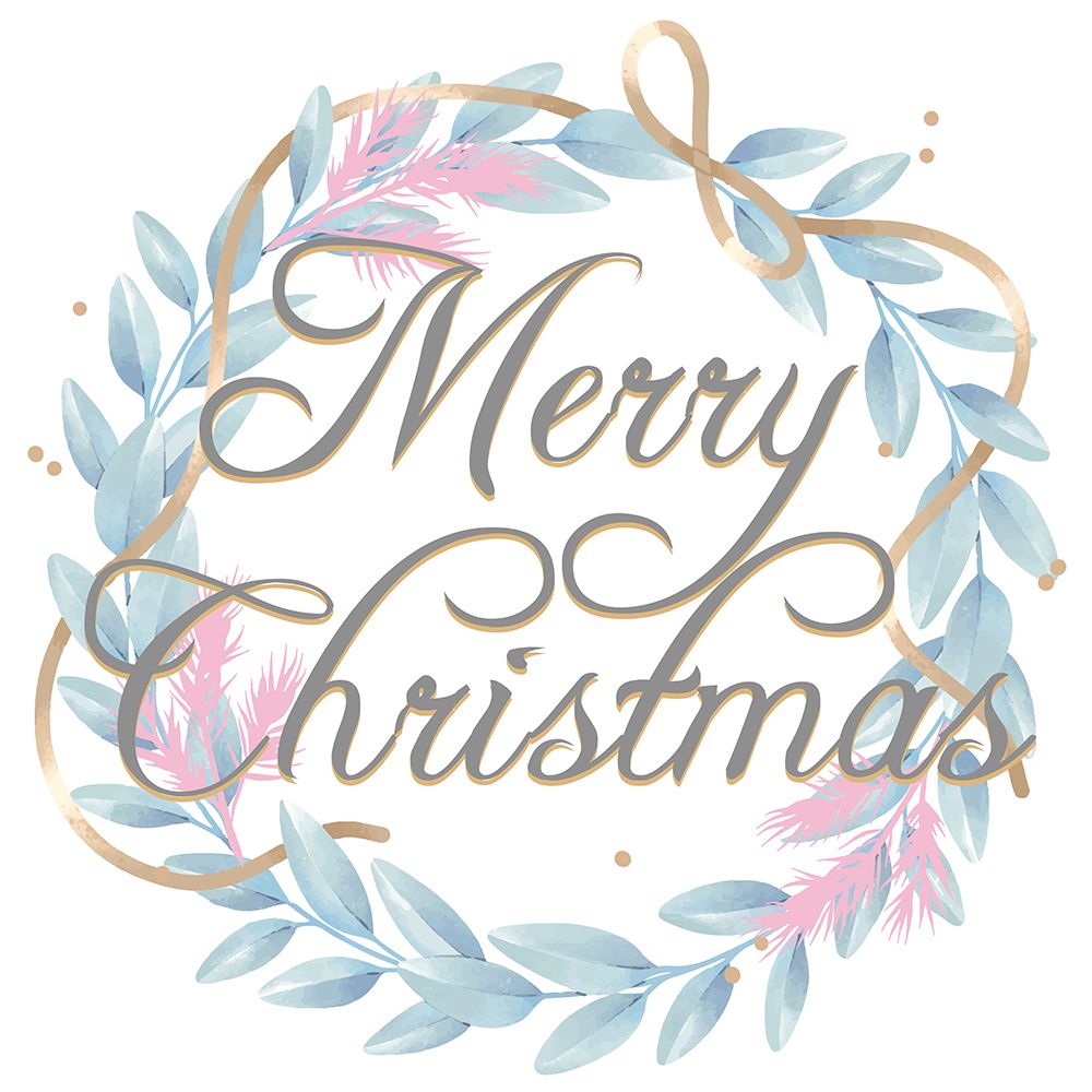 Merry Christmas Wreath Blue art print by Kimberly Allen for $57.95 CAD