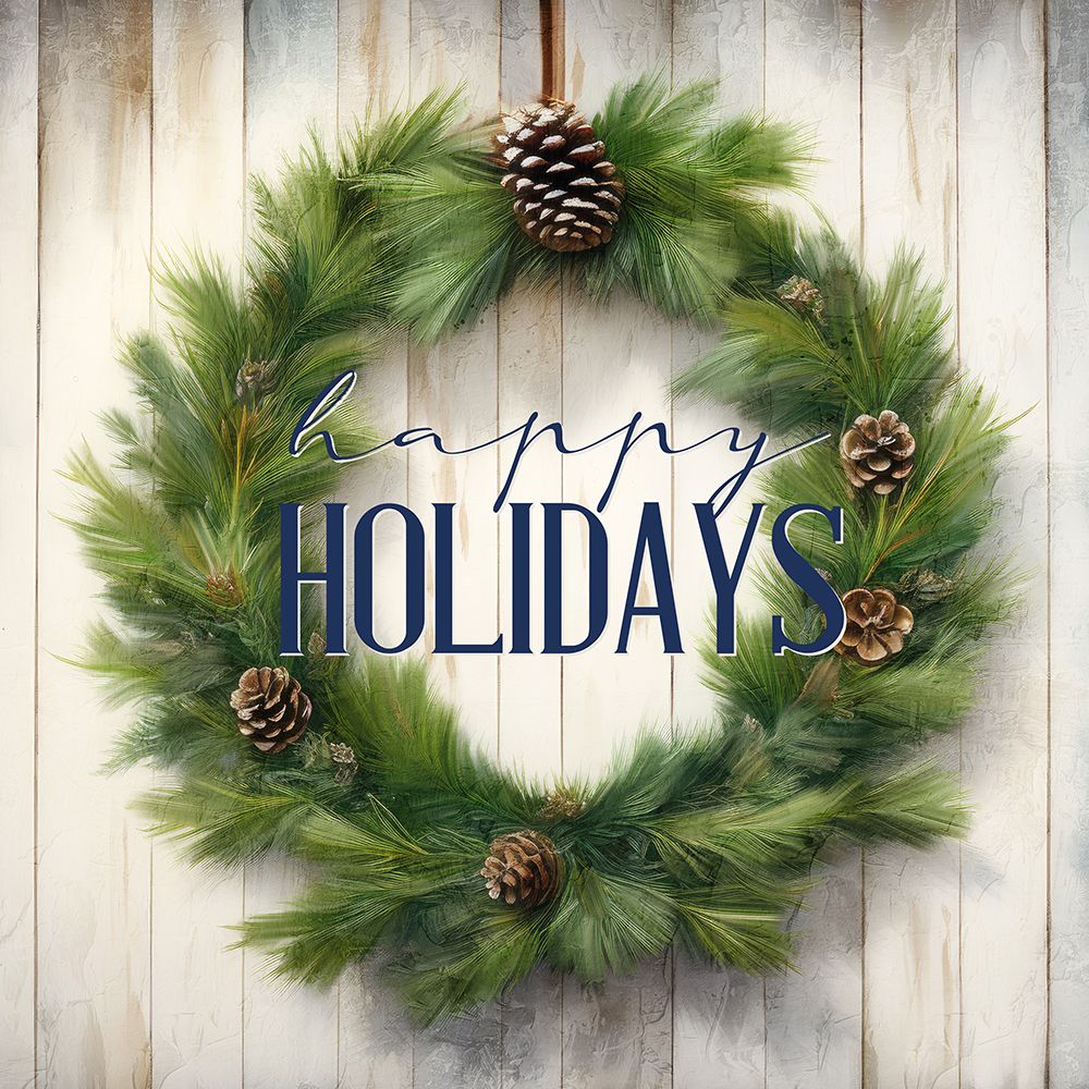 Happy Holiday Wreath art print by Kimberly Allen for $57.95 CAD