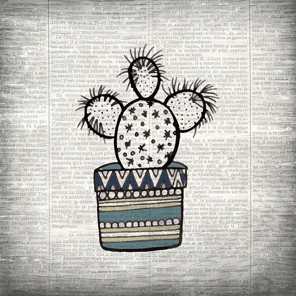 Newspaper Cactus 1 art print by Kimberly Allen for $57.95 CAD