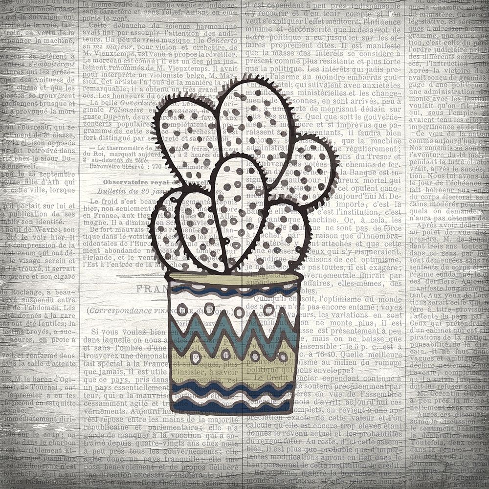 Newspaper Cactus 2 art print by Kimberly Allen for $57.95 CAD