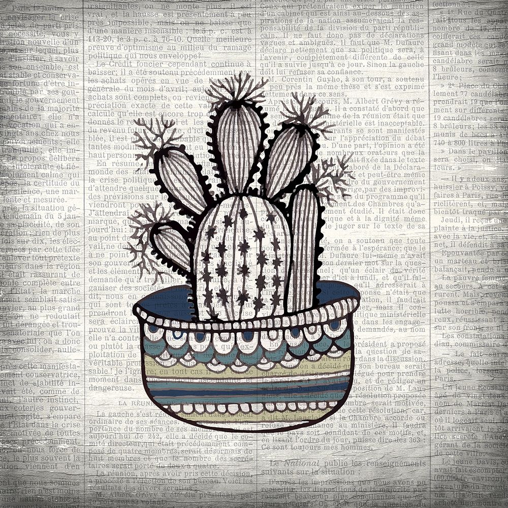 Newspaper Cactus 3 art print by Kimberly Allen for $57.95 CAD