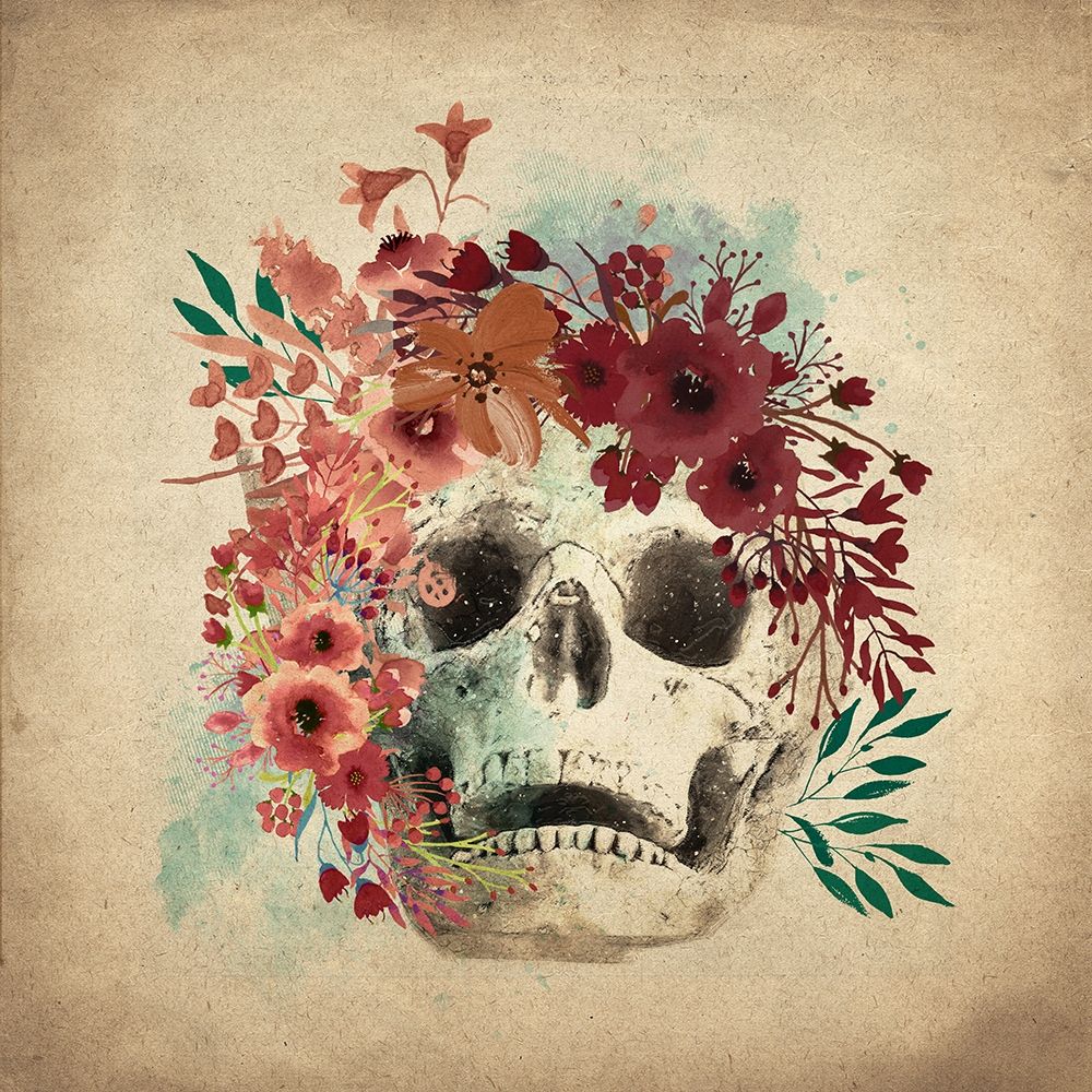 Floral Skull 2 v2 art print by Kimberly Allen for $57.95 CAD