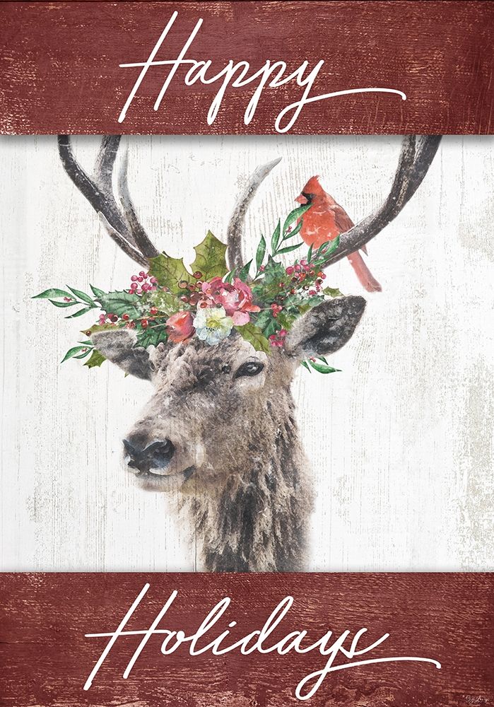 Happy Holidays Deer Flag art print by Gigi Louise for $57.95 CAD