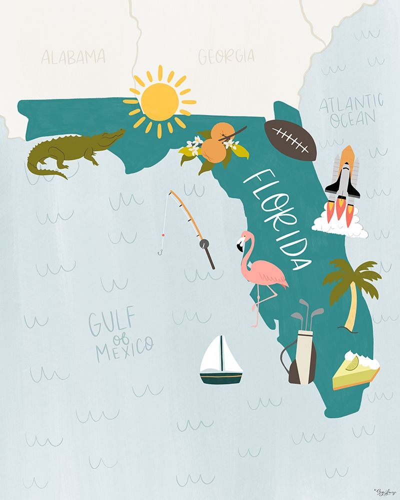 Florida Icons art print by Gigi Louise for $57.95 CAD