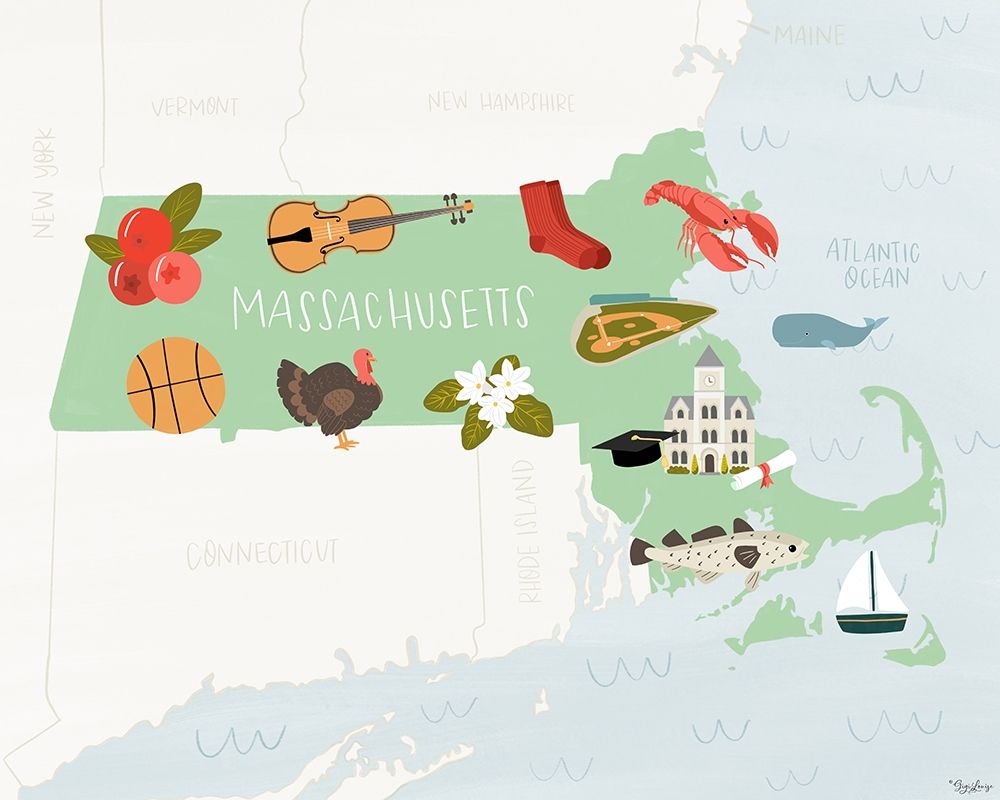 Massachusetts Icons art print by Gigi Louise for $57.95 CAD
