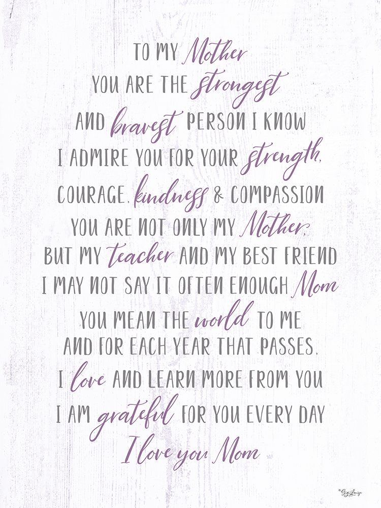 To My Mother art print by Gigi Louise for $57.95 CAD
