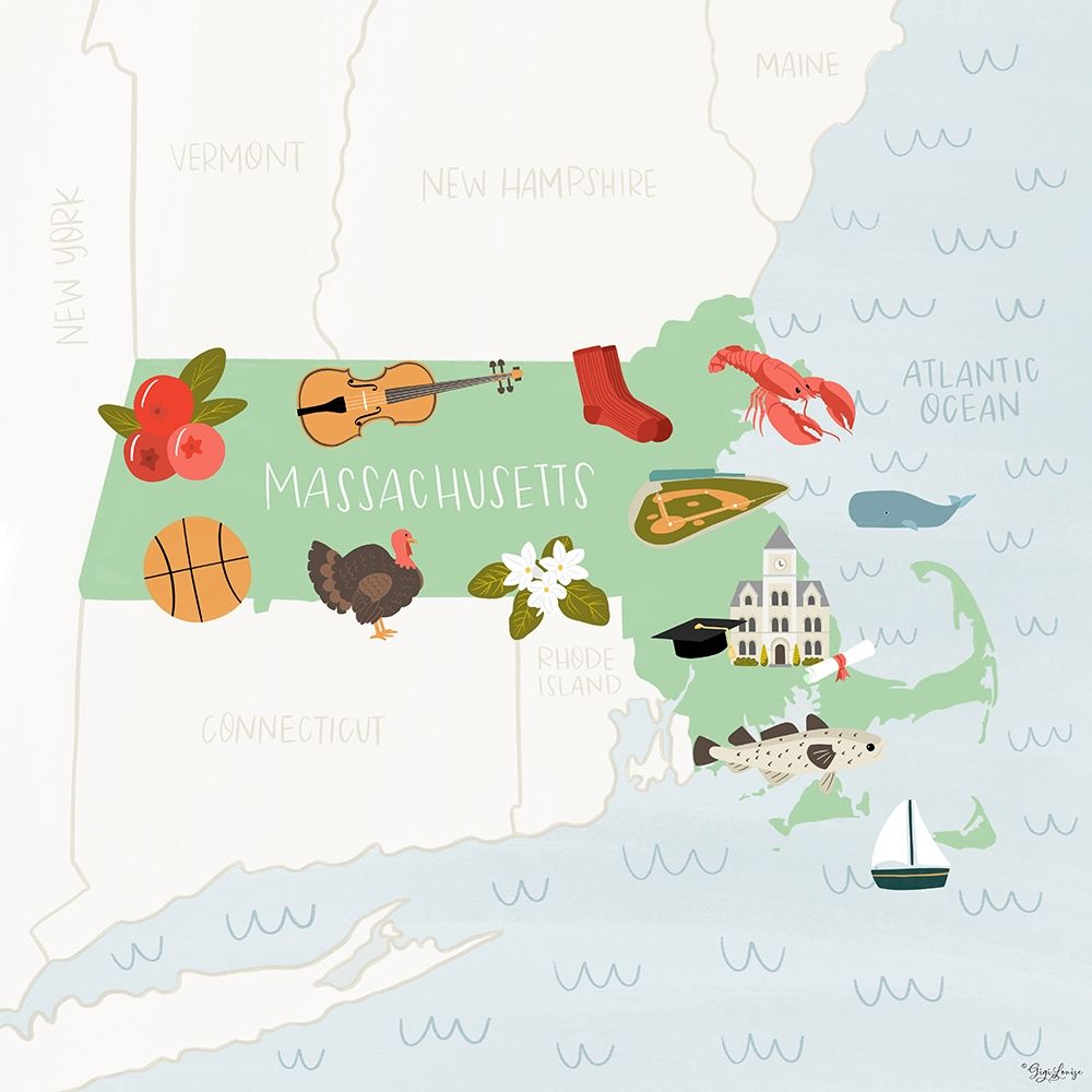 Massachusetts Icons art print by Gigi Louise for $57.95 CAD