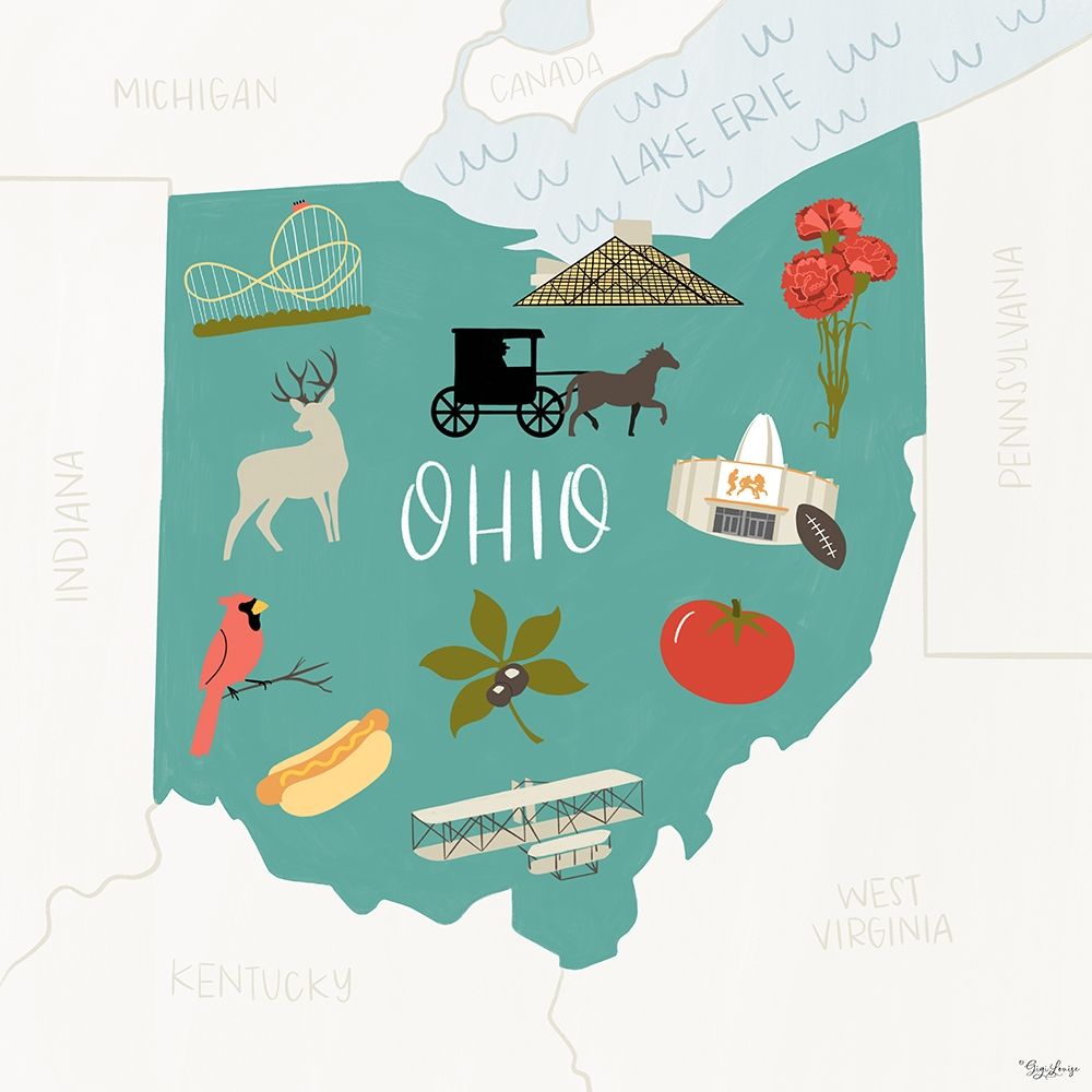 Ohio Icons art print by Gigi Louise for $57.95 CAD