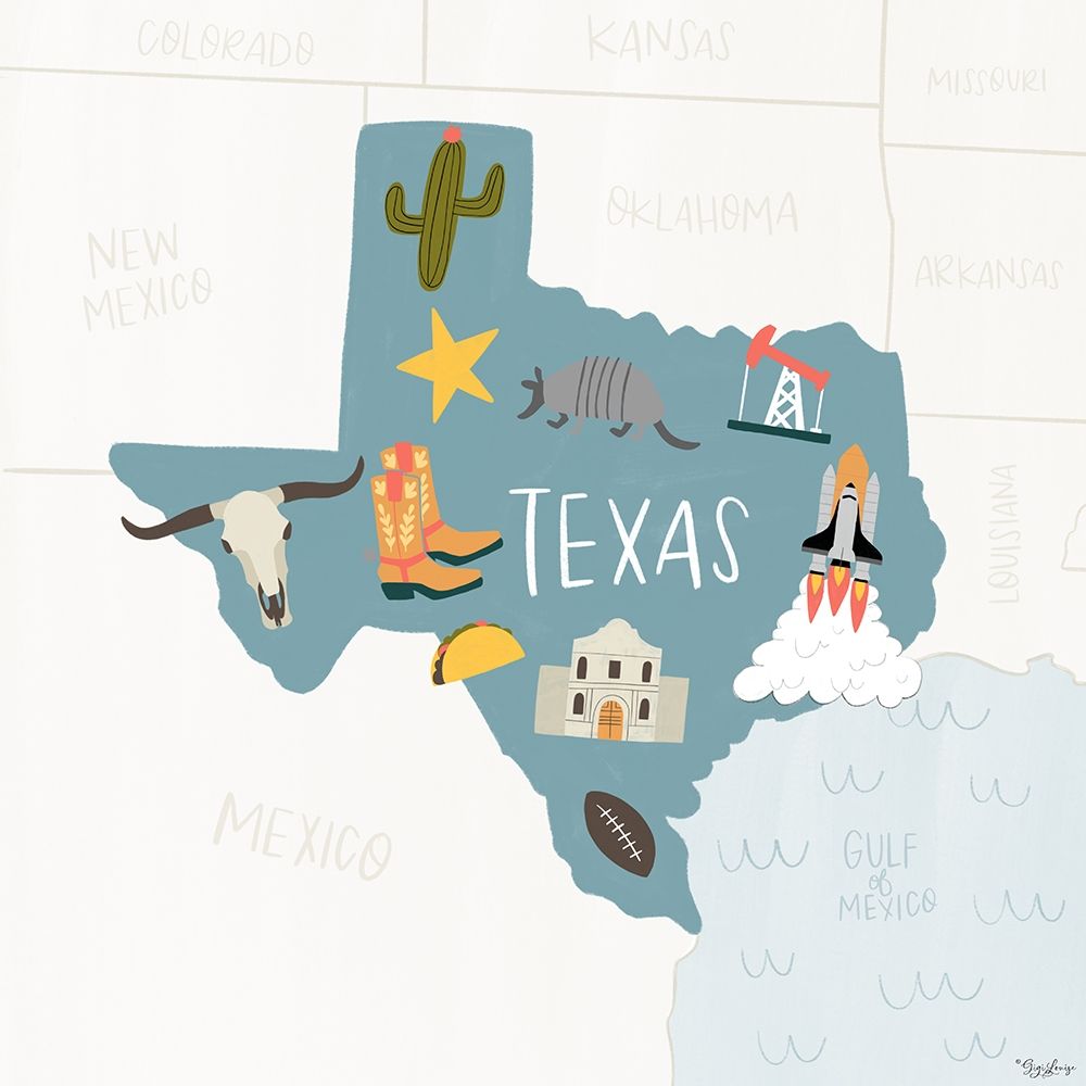 Texas Icons art print by Gigi Louise for $57.95 CAD
