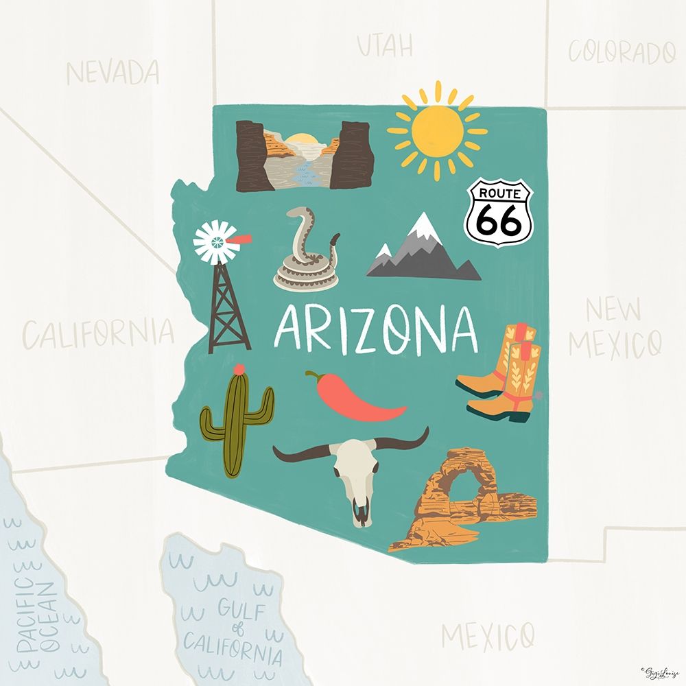 Arizona_Icons art print by Gigi Louise for $57.95 CAD
