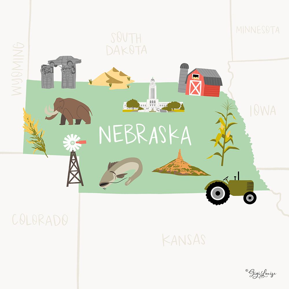 Nebraska art print by Gigi Louise for $57.95 CAD