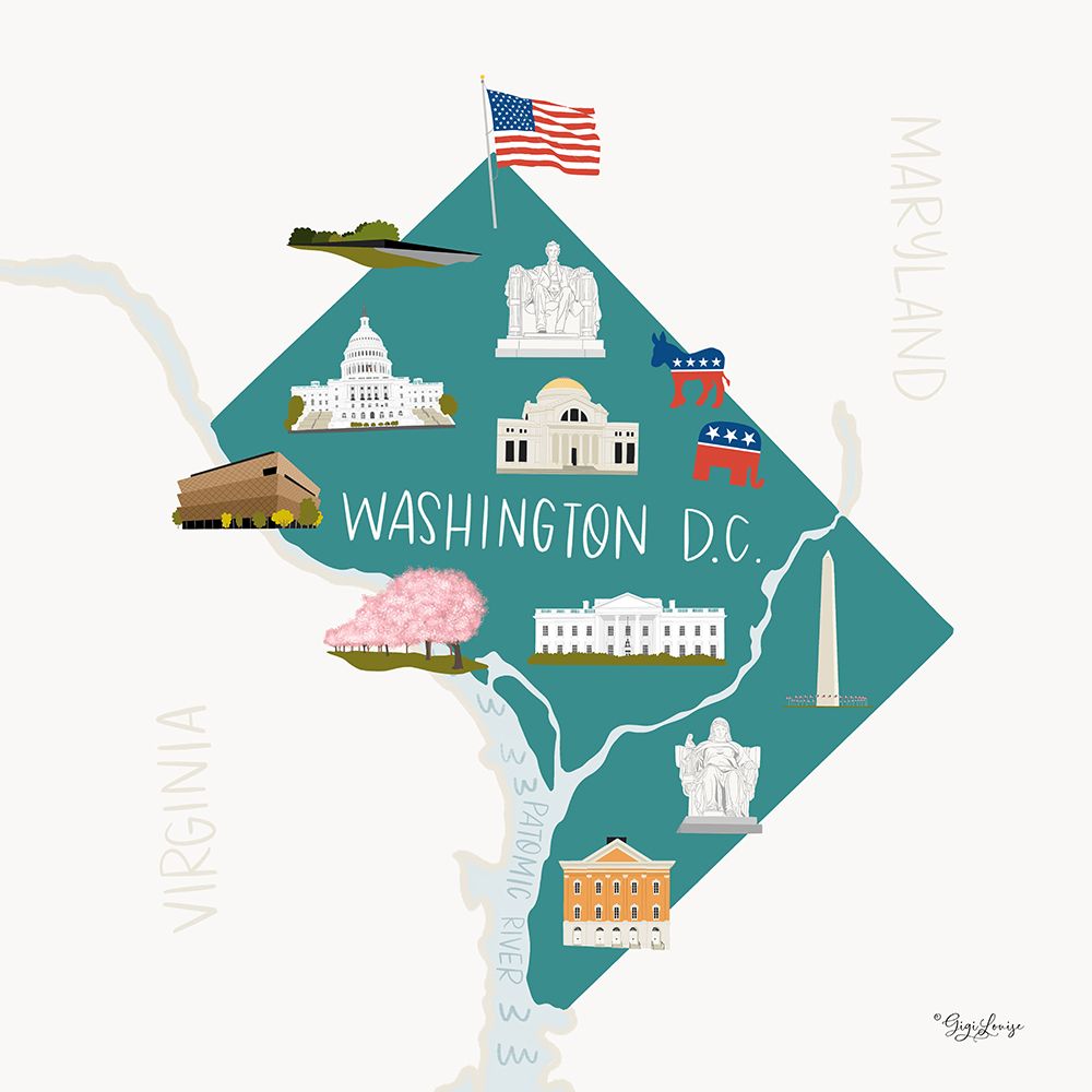 Washington DC art print by Gigi Louise for $57.95 CAD