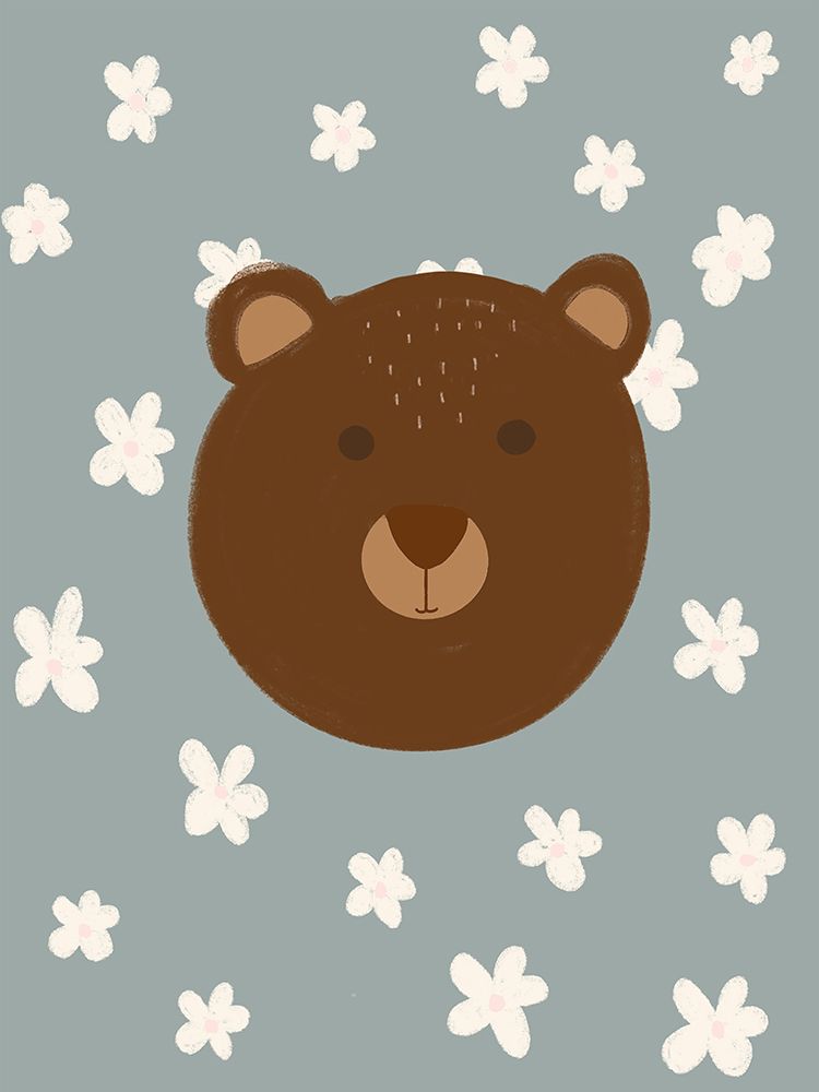 Brown Bear With Flowers 3 art print by Katie Griggs for $57.95 CAD