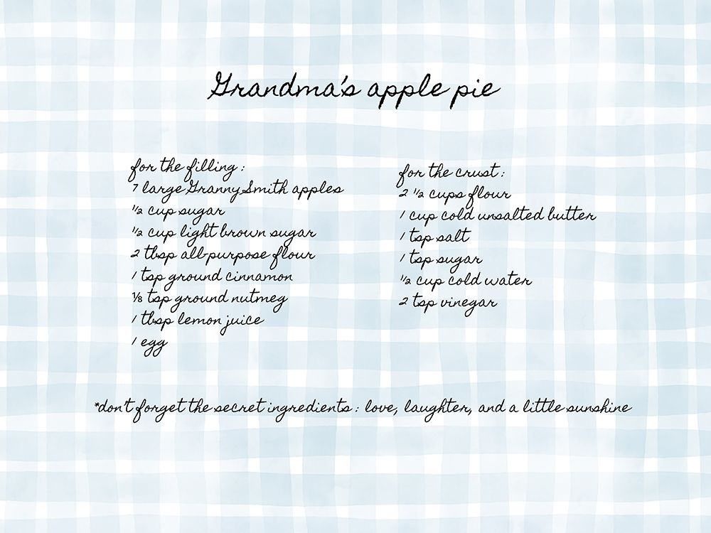 Grandmas Apple Pie Blue Plaid art print by Katie Griggs for $57.95 CAD
