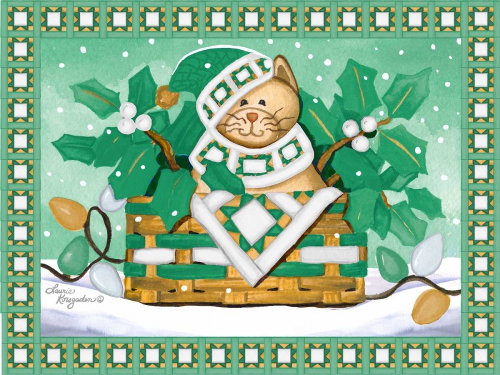 Festive Cat art print by Laurie Korsgaden for $57.95 CAD