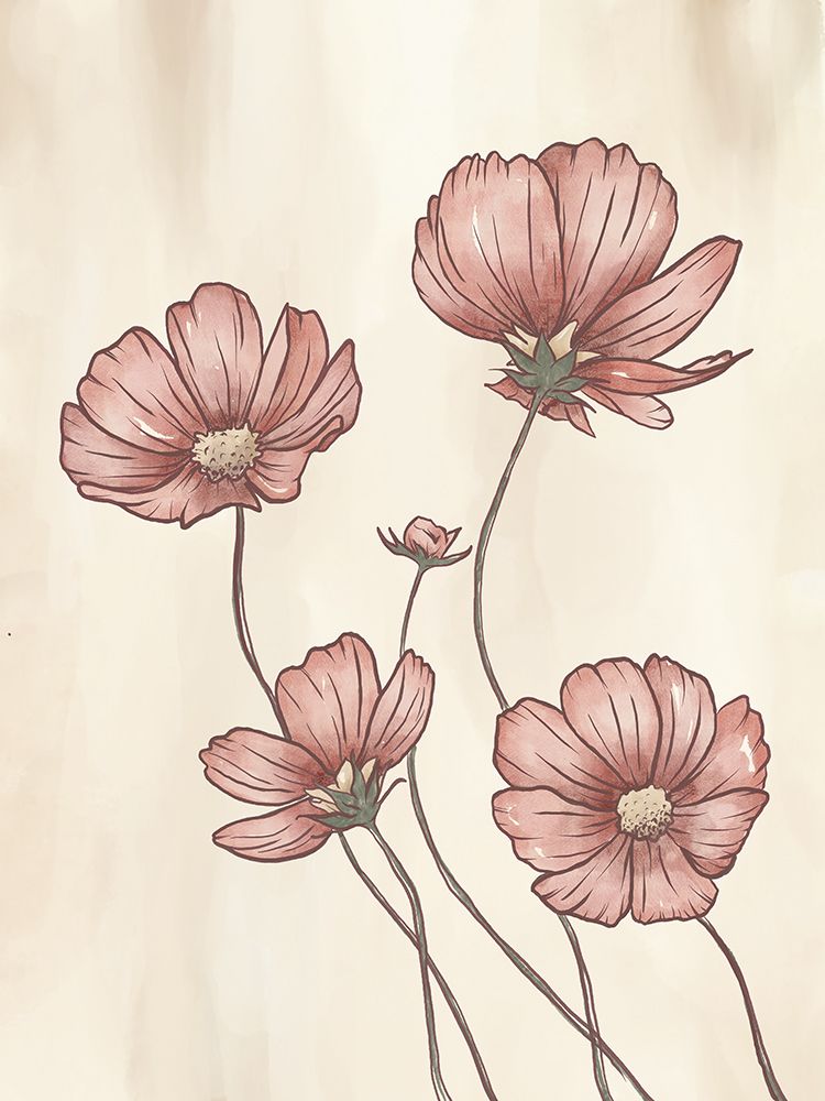 Pink Flowers 1 art print by Leah Noel Art for $57.95 CAD