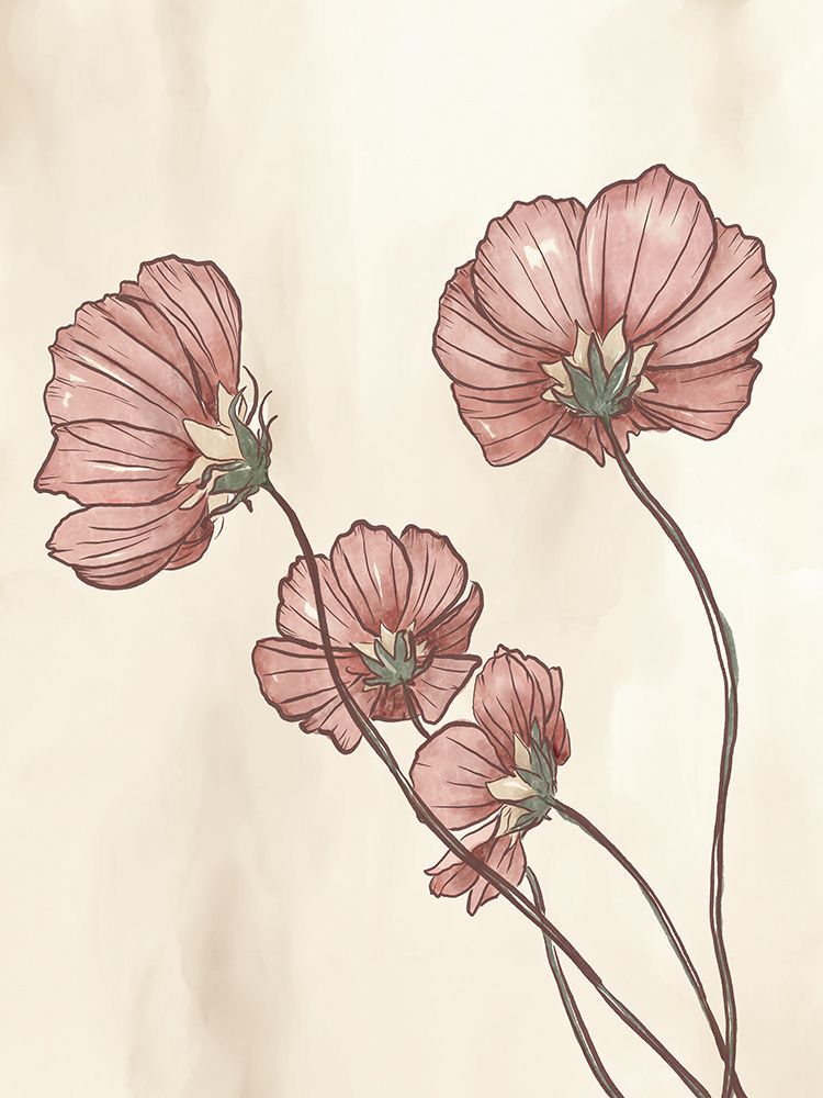 Pink Flowers 2 art print by Leah Noel Art for $57.95 CAD