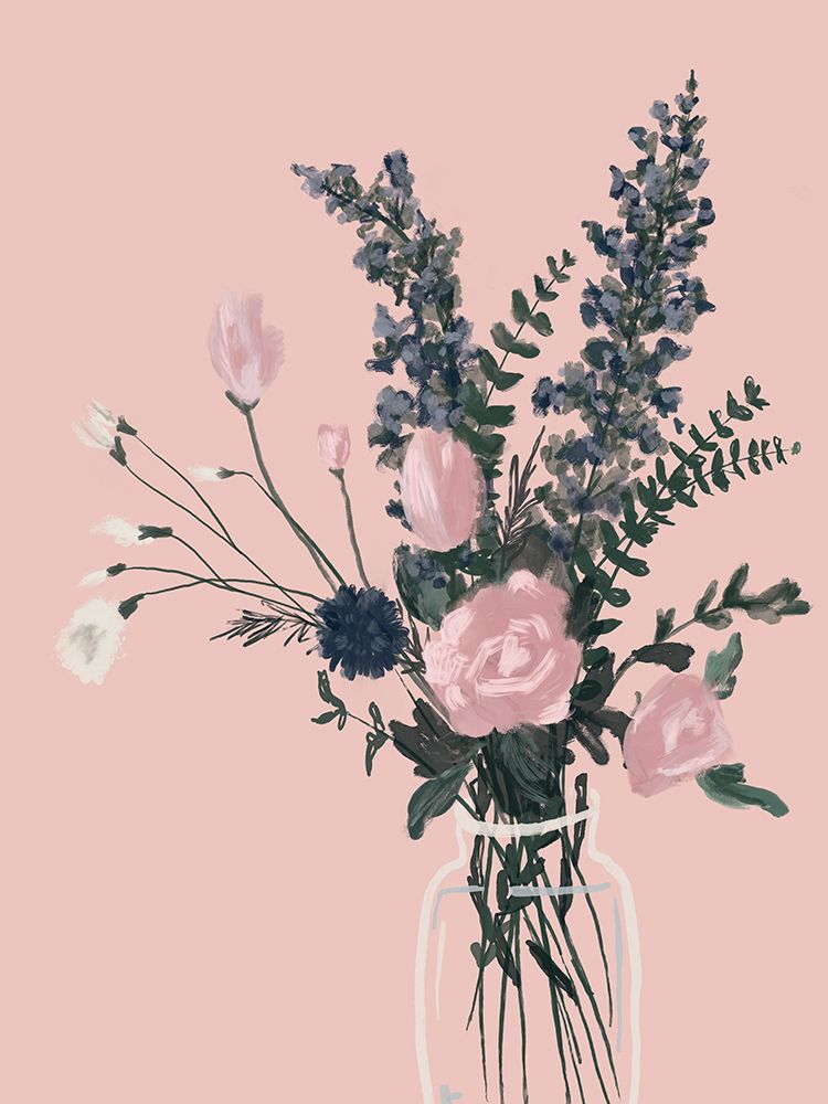 Pink Flower Vase 1 art print by Leah Noel Art for $57.95 CAD