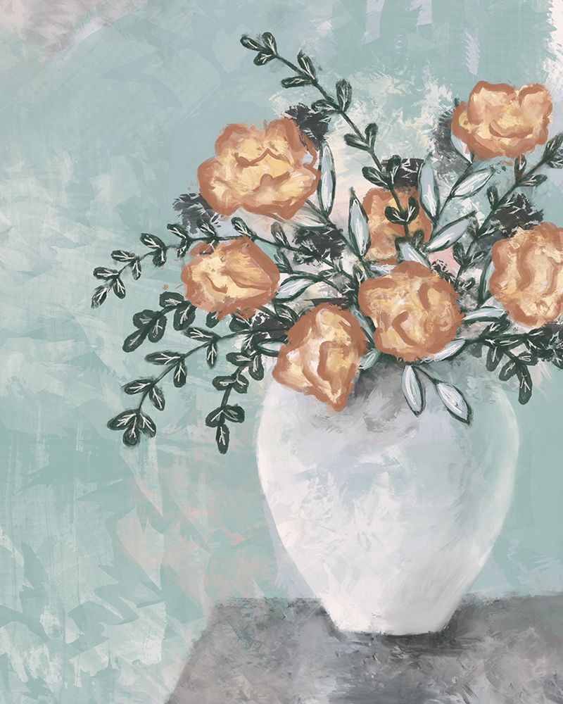 Peachy Flowers 1 art print by Leah Noel Art for $57.95 CAD
