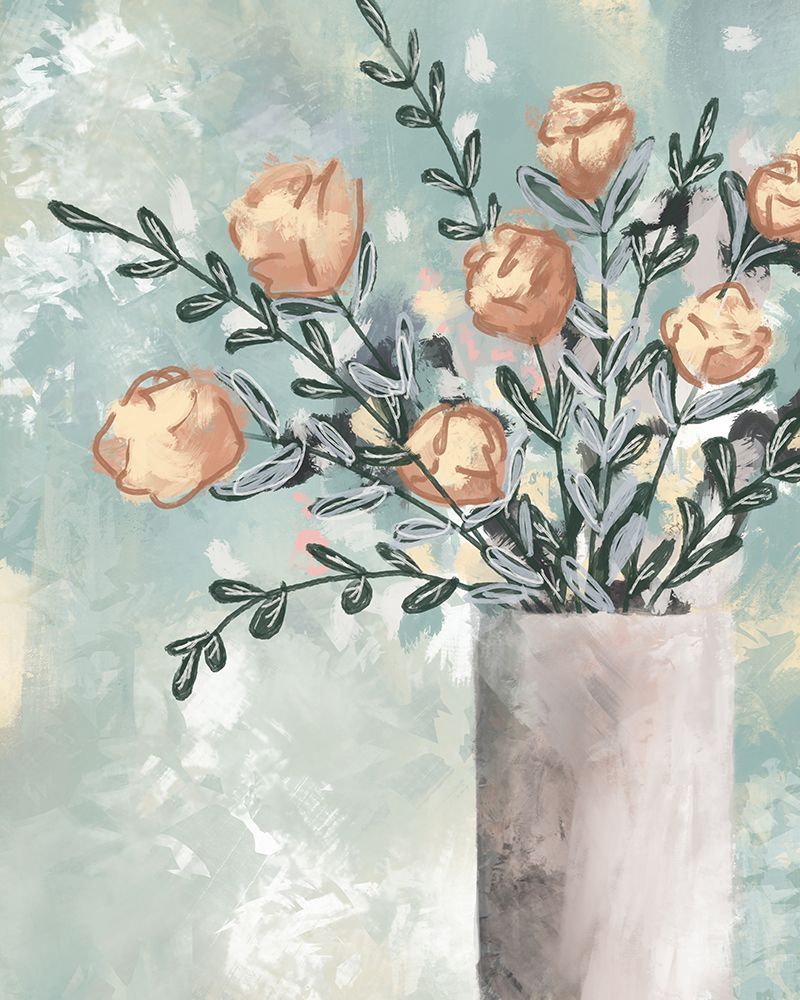 Peachy Flowers 2 art print by Leah Noel Art for $57.95 CAD